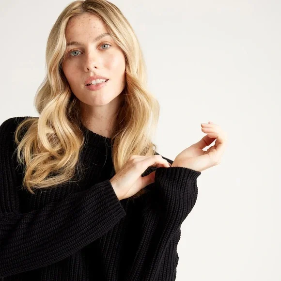 Quince 100% Organic Cotton Fisherman Crew Neck Black Sweater Size XL - Picture 7 of 14